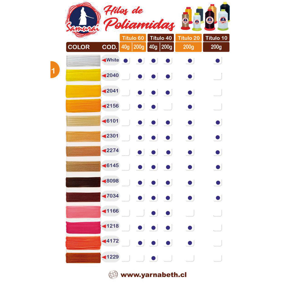 Hilo Poliamida Samurai Titulo 60 - 40 Gms