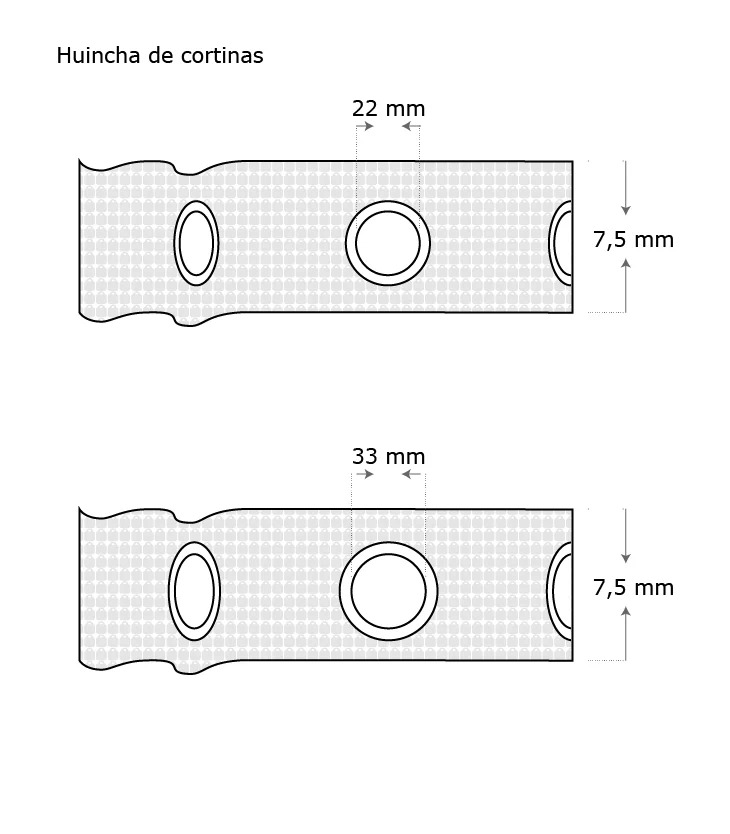 Huincha Cortina 74mmx22 mm caja de 50 mts